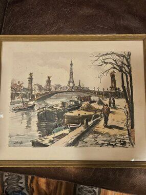VERIFIED ORIGINAL Signed A. GRAFF Paris Watercolor - Pont Alexandre III